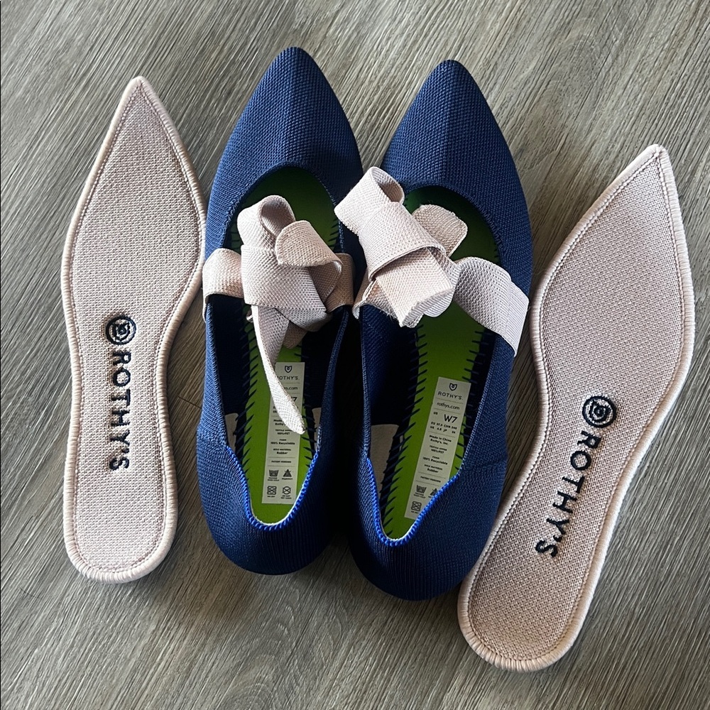 Rothy's The Slip-On Mary Jane Flat in Sapphire Deep Blue - Picture 14 of 16